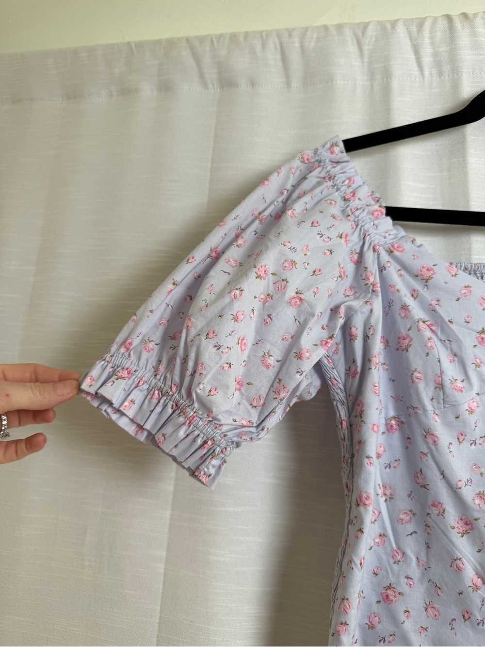 Lucca Los Angeles Blue Pink Floral Puff Sleeve Top Cottagecore | NWT Size XS - Picture 7 of 13